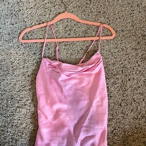 Zara Pink Satin Cowl Neck Top